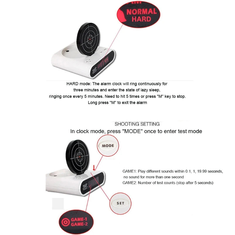 News 2021 Electronics Desk Clock Digital Alarm Clock Gadget Target-Laser shooting For Children's Alarm Clock Table Awakening