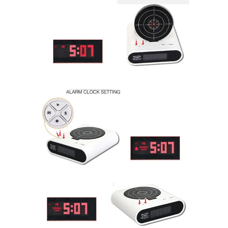News 2021 Electronics Desk Clock Digital Alarm Clock Gadget Target-Laser shooting For Children's Alarm Clock Table Awakening