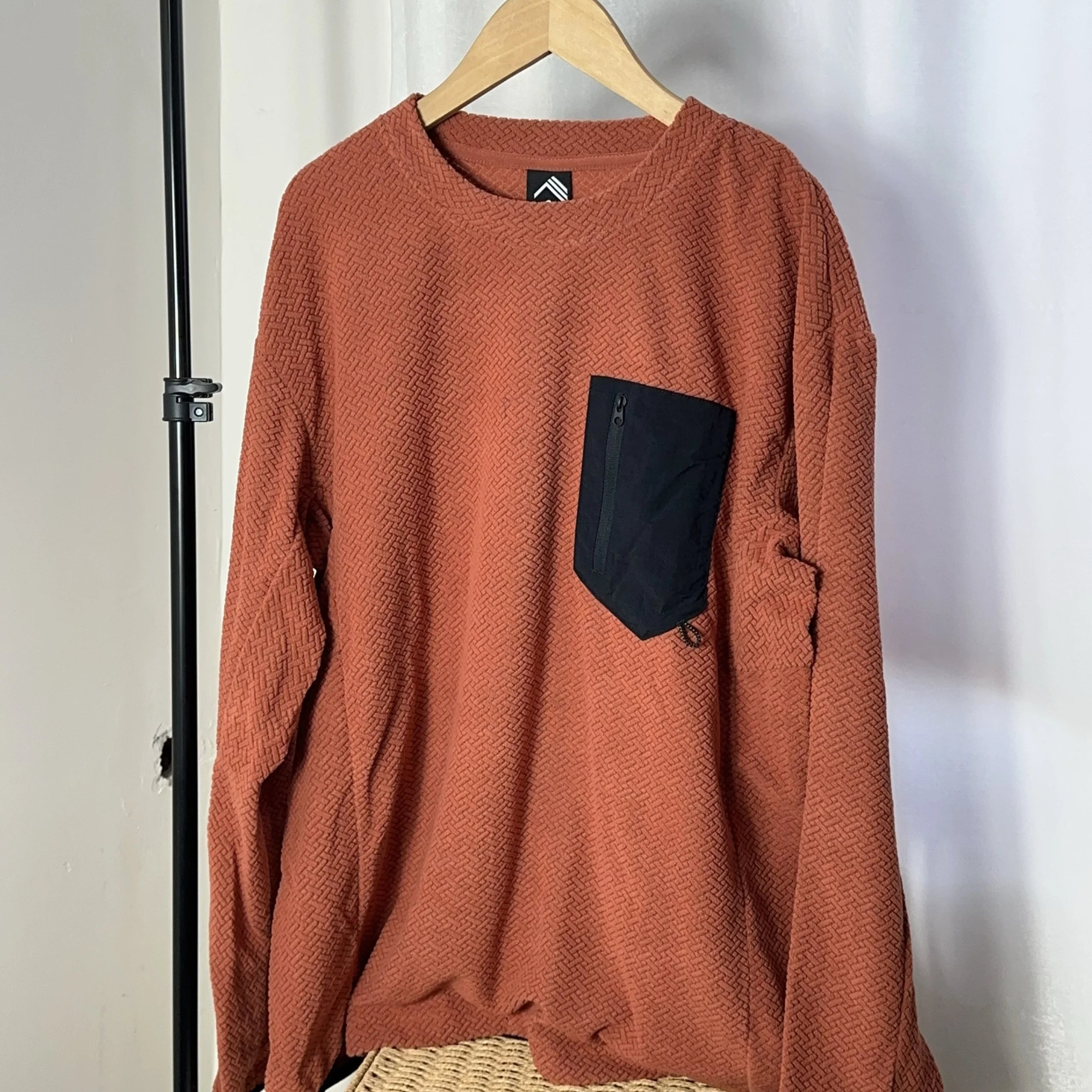 Original Men's Hoodie Sweatshirt Casual Leisure Top Polyester Fiber Warmth Youth Style round Neck with Chest Pocket Unisex