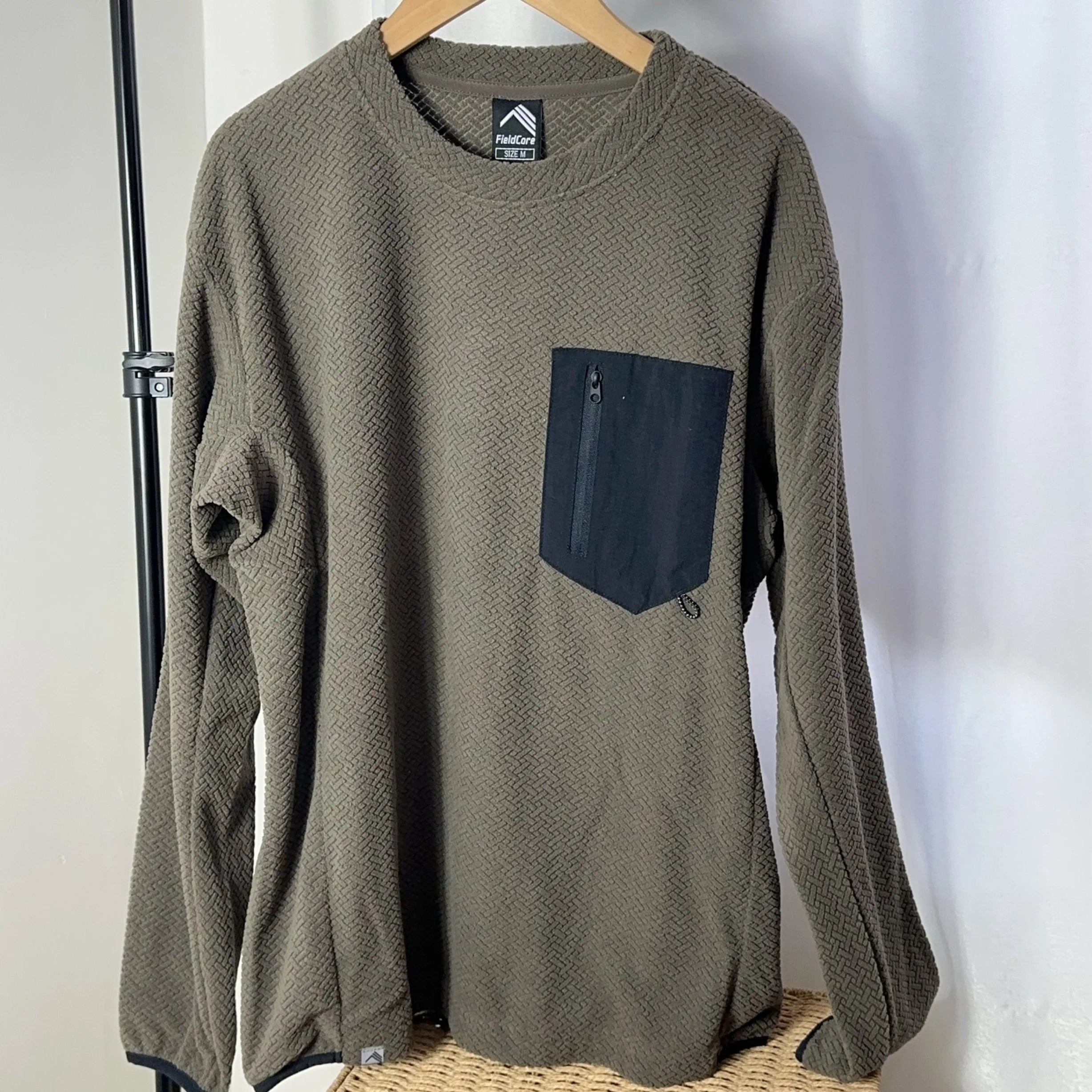 Original Men's Hoodie Sweatshirt Casual Leisure Top Polyester Fiber Warmth Youth Style round Neck with Chest Pocket Unisex